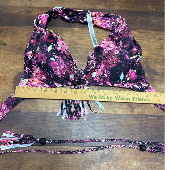 Victoria's Secret Tasseled Halter Cinched Bottom Bikini Set Size Large Abstract - Picture 10 of 12